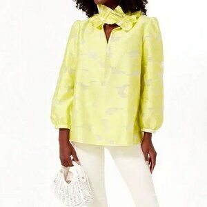 Tuckernuck Yellow Ruffled-Neck Blouse